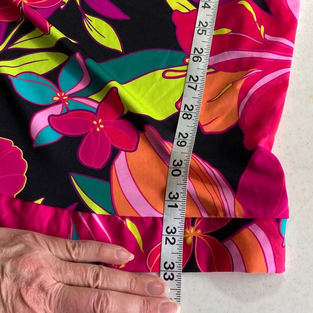 Trina Turk Bright Pink, Turquoise & Black Floral Swimwear Coverup - Picture 9 of 10